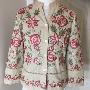 April Cornell embroidered jacket, size XS